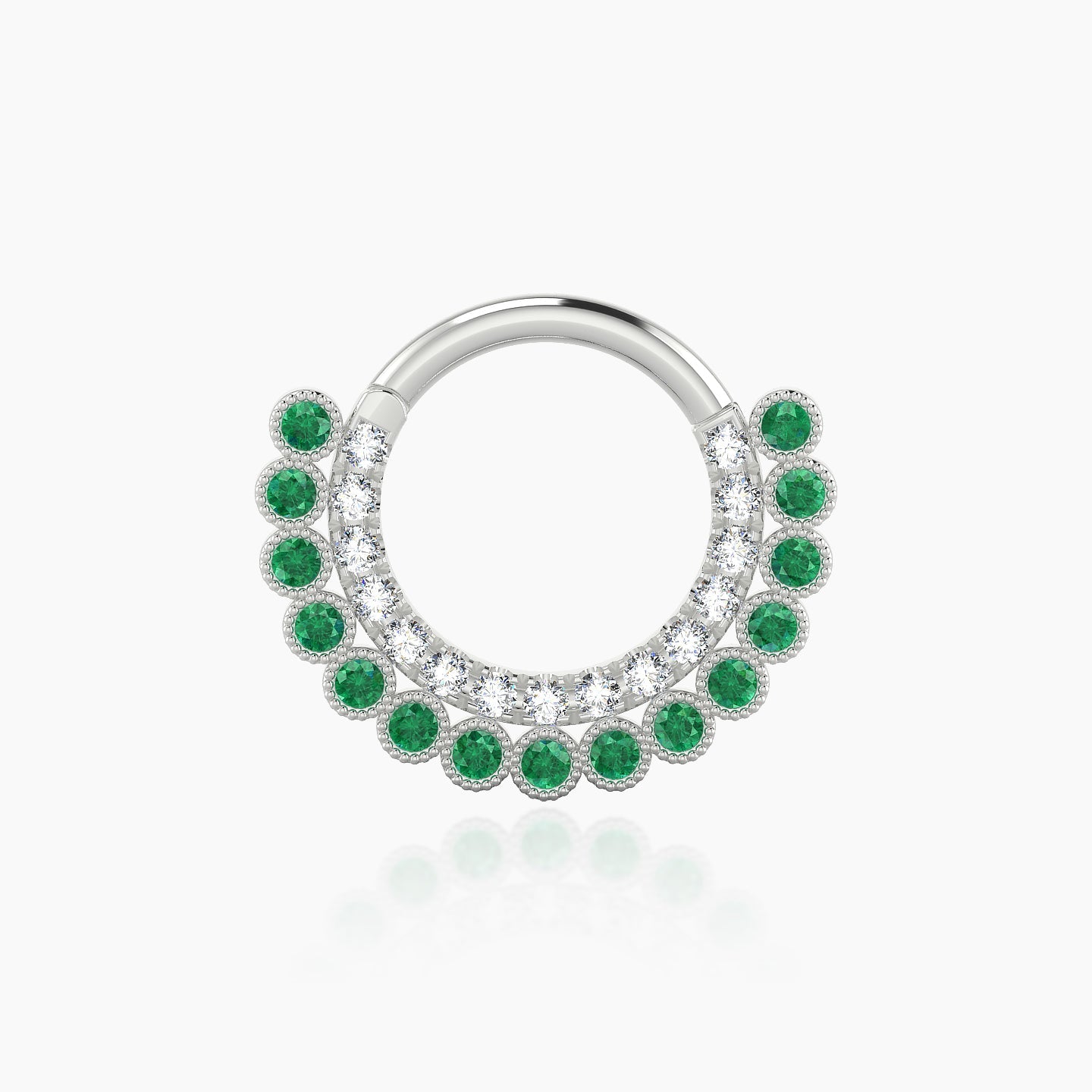 Cassandre | 18k White Gold 8 mm Emerald & Diamond Daith Piercing