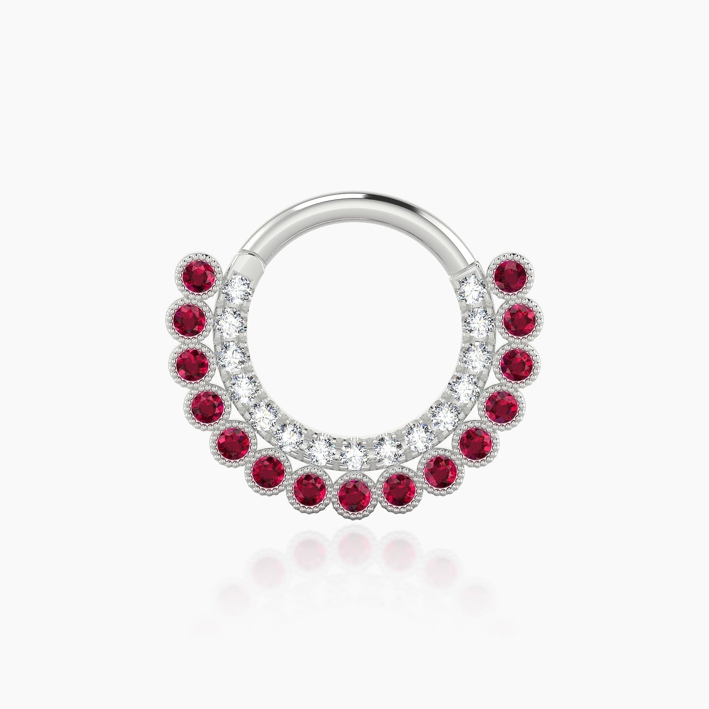 Cassandre | 18k White Gold 8 mm Ruby & Diamond Daith Piercing