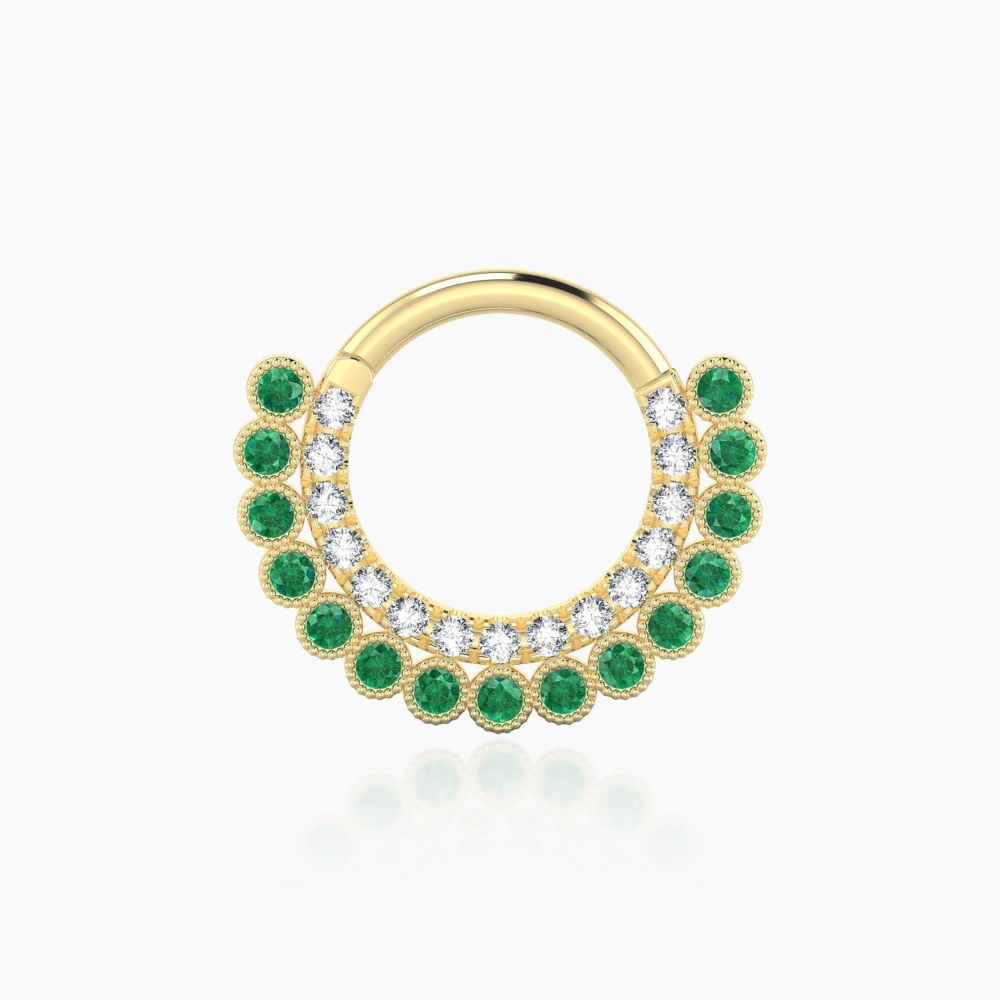 Cassandre | 18k Yellow Gold 8 mm Emerald & Diamond Daith Piercing