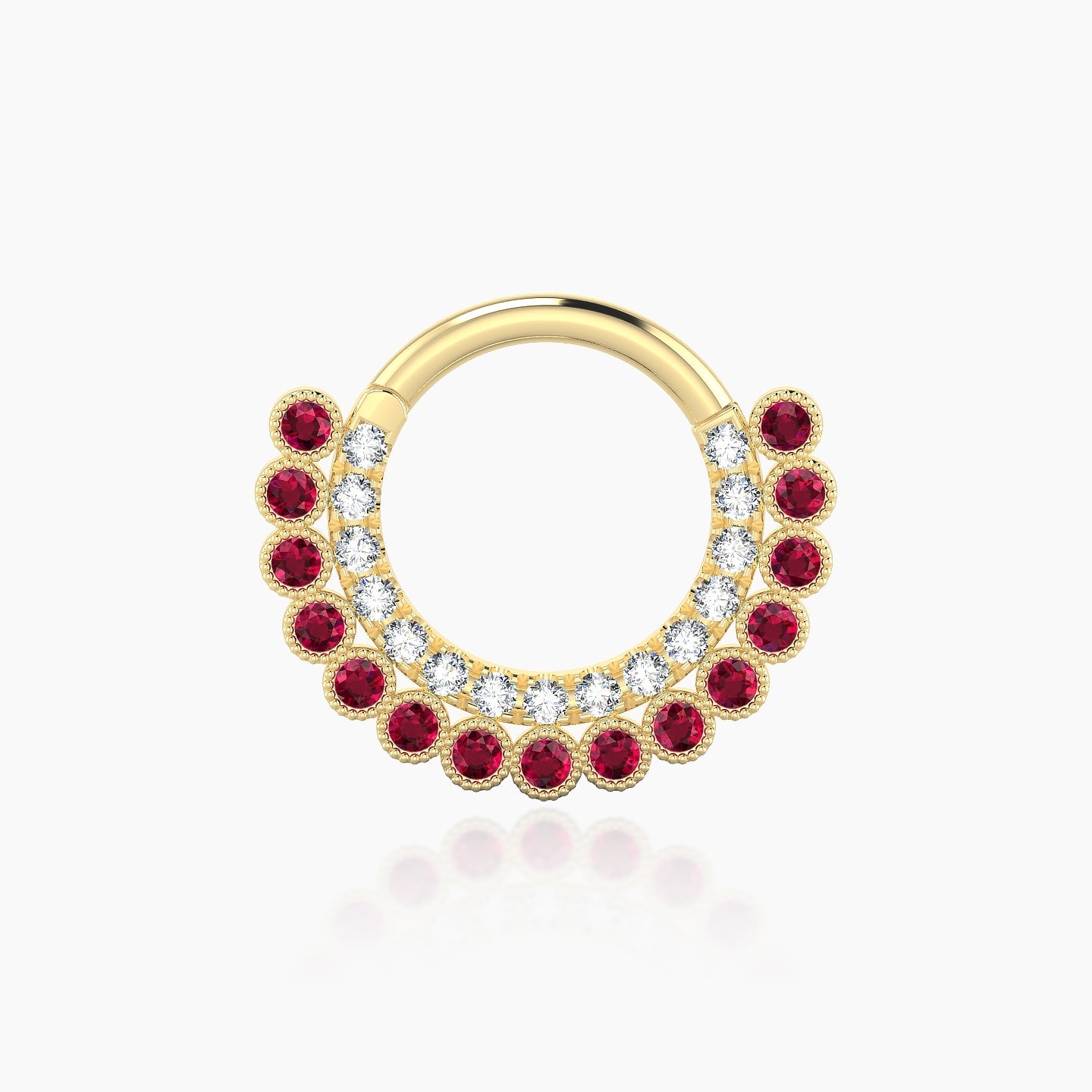 Cassandre | 18k Yellow Gold 8 mm Ruby & Diamond Daith Piercing