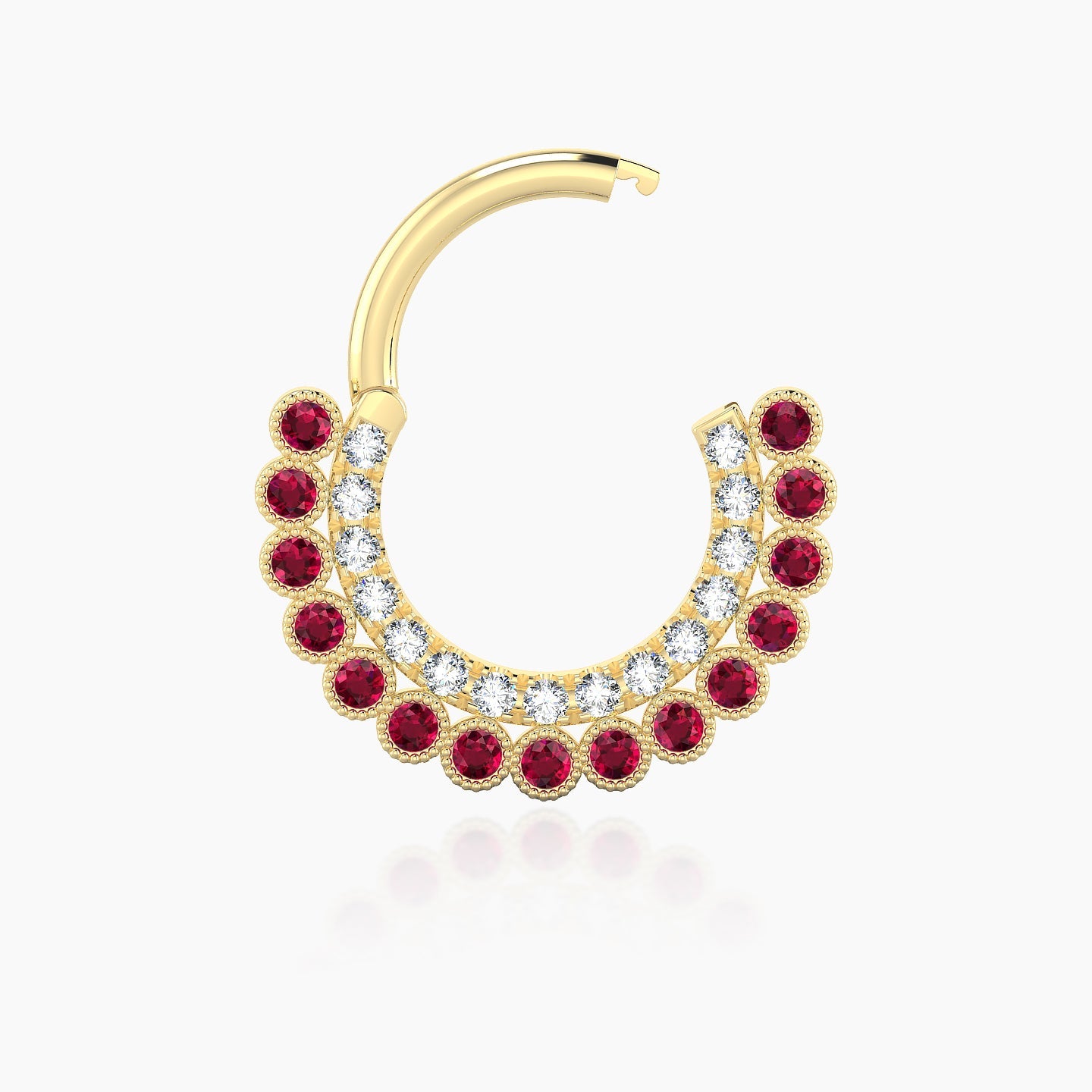 Cassandre | 18k Yellow Gold 8 mm Ruby & Diamond Daith Piercing