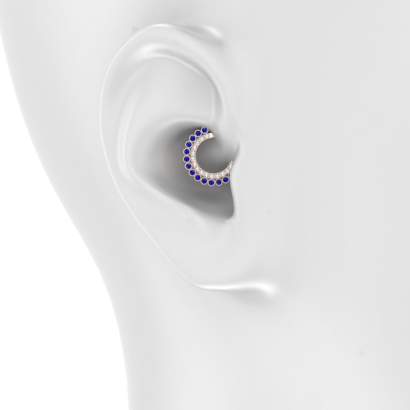 Cassandre | 18k Rose Gold 8 mm Sapphire & Diamond Daith Piercing