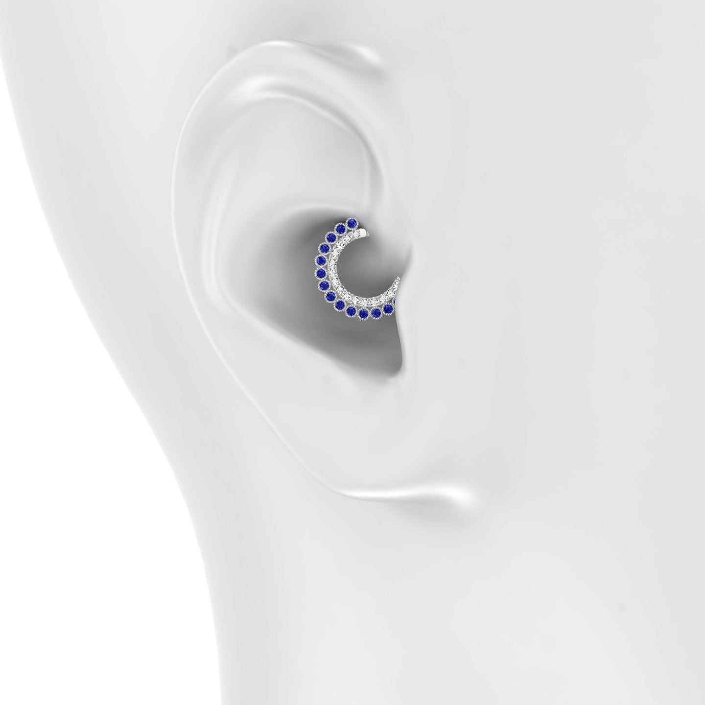 Cassandre | 18k White Gold 8 mm Sapphire & Diamond Daith Piercing