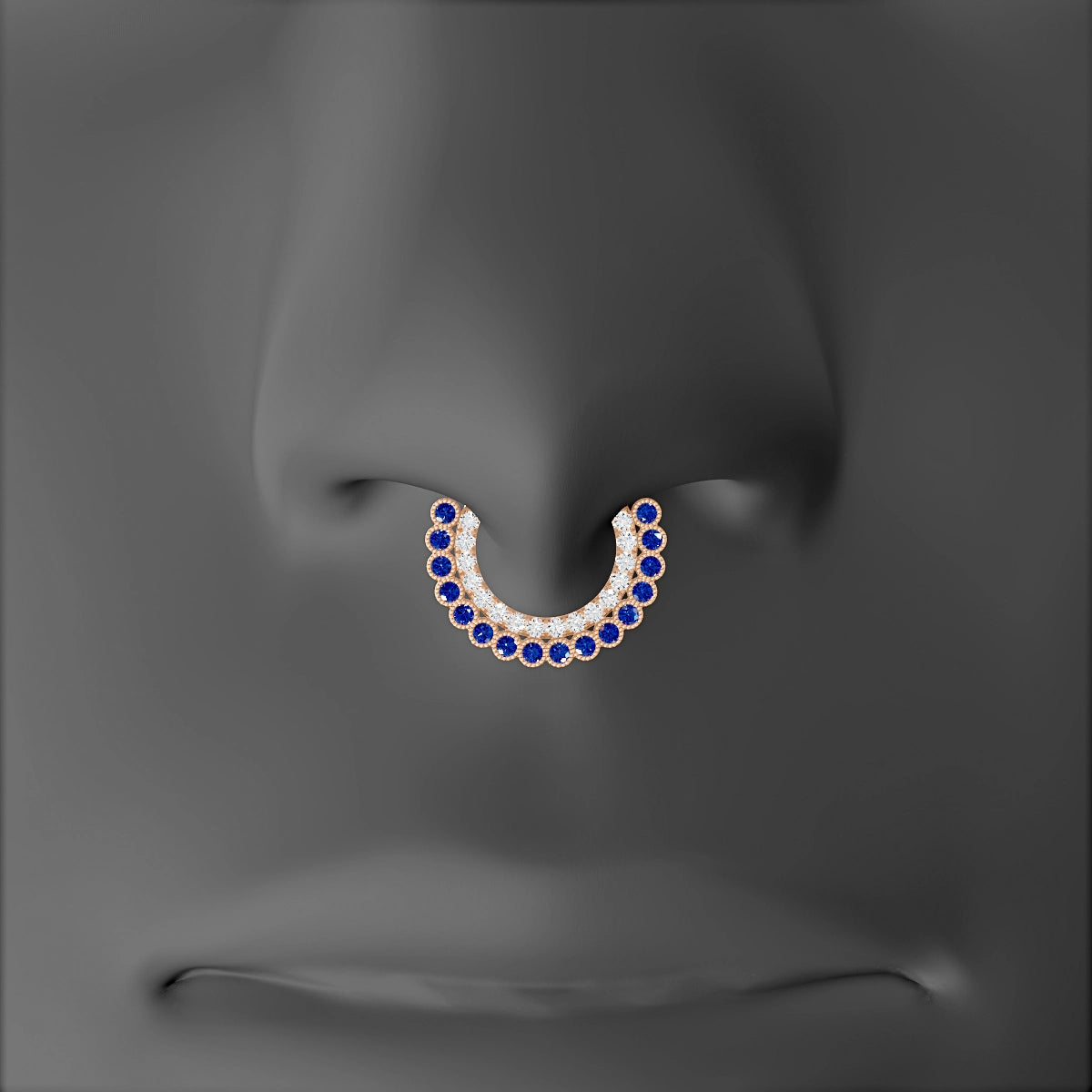 Cassandre | 18k Rose Gold 8 mm Sapphire & Diamond Septum Piercing