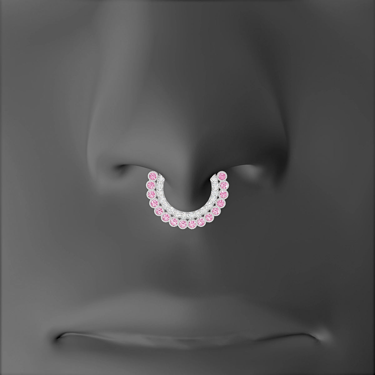 Cassandre | 18k White Gold 8 mm Pink Sapphire & Diamond Septum Piercing