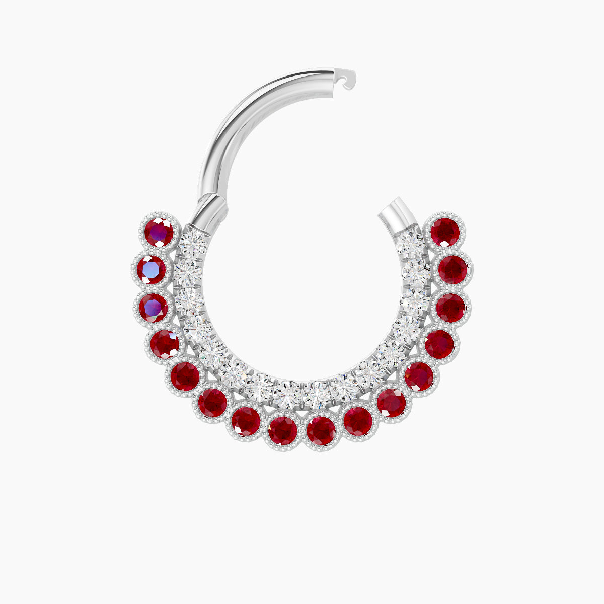 Cassandre | 18k White Gold 8 mm Ruby & Diamond Septum Piercing