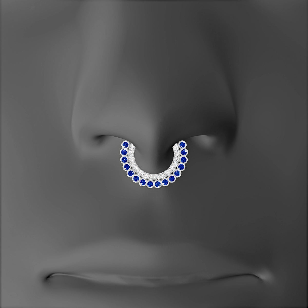 Cassandre | 18k White Gold 8 mm Sapphire & Diamond Septum Piercing