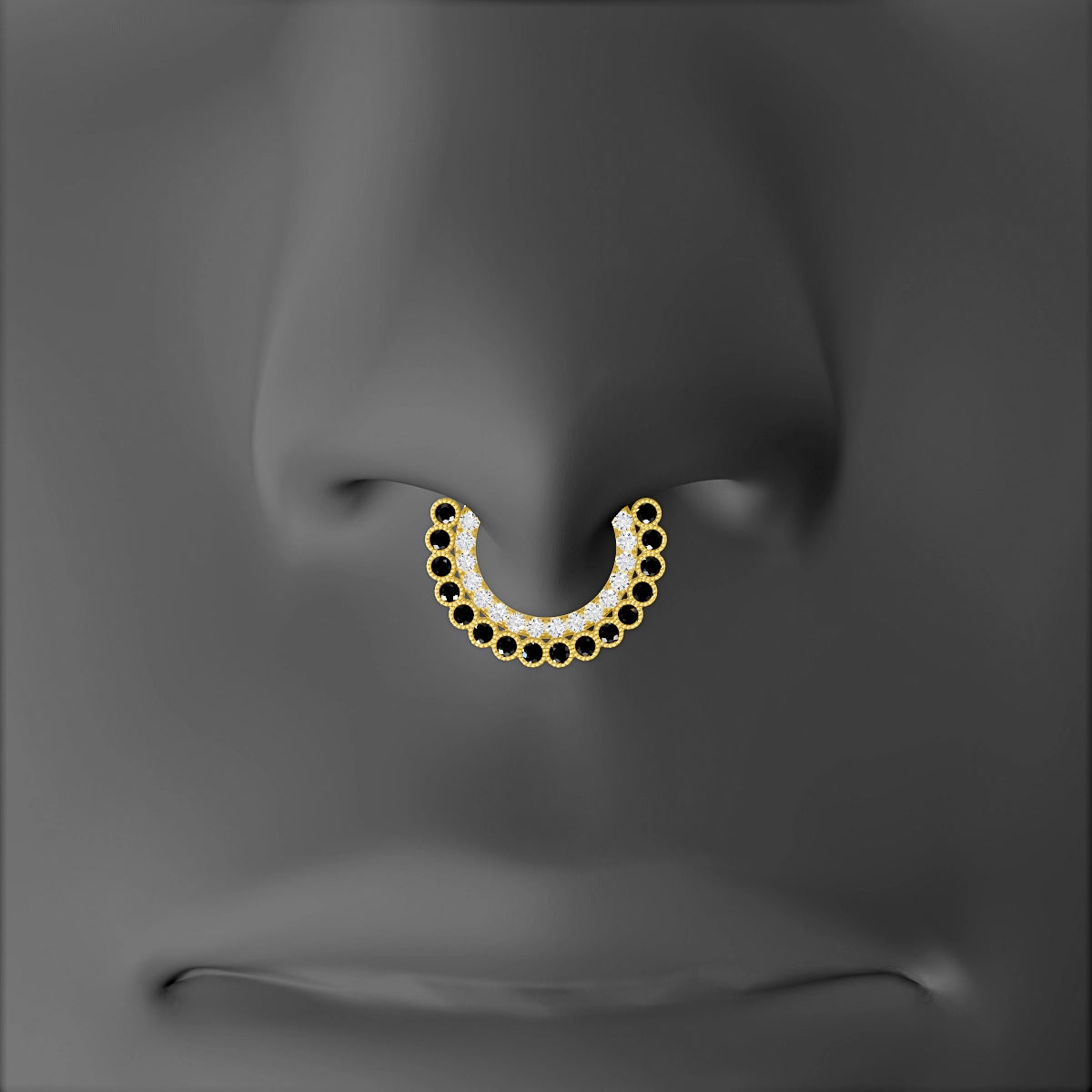 Cassandre | 18k Yellow Gold 8 mm Black Diamond & Diamond Septum Piercing