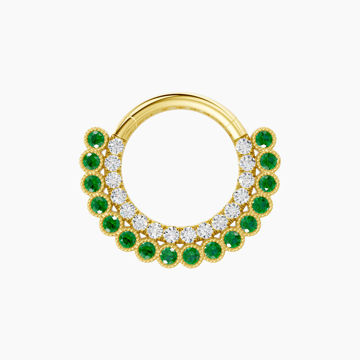 Cassandre | 18k Yellow Gold 8 mm Emerald & Diamond Septum Piercing