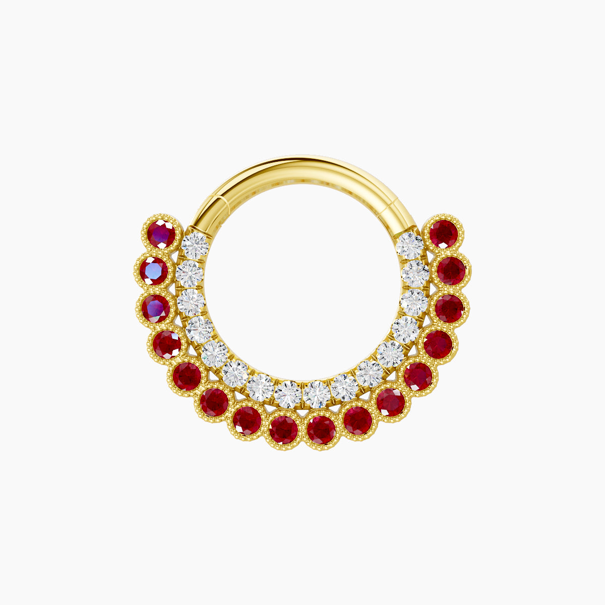 Cassandre | 18k Yellow Gold 8 mm Ruby & Diamond Septum Piercing