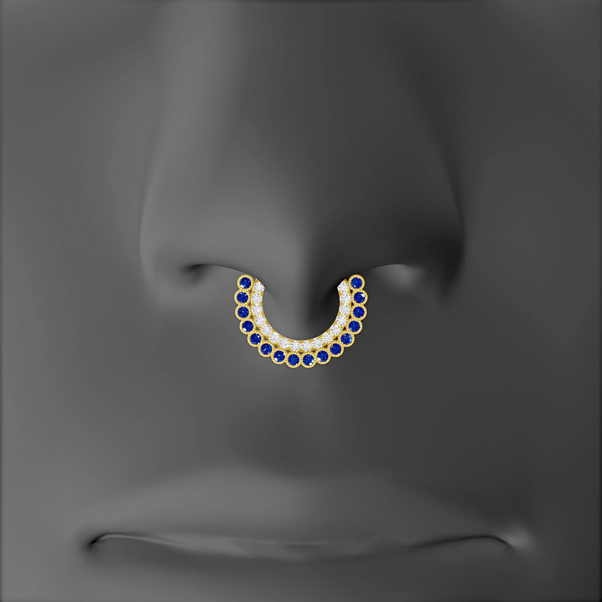 Cassandre | 18k Yellow Gold 8 mm Sapphire & Diamond Septum Piercing
