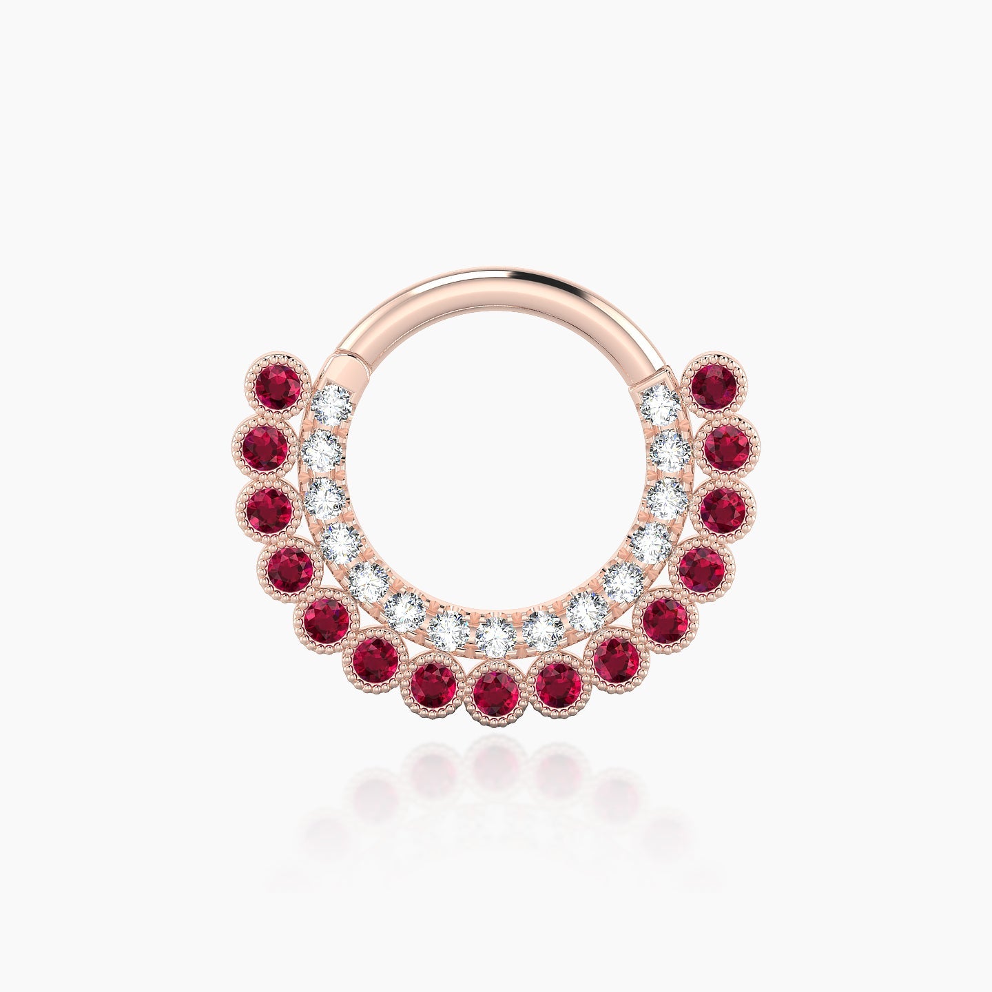 Cassandre | 18k Rose Gold 8 mm Ruby & Diamond Septum Piercing