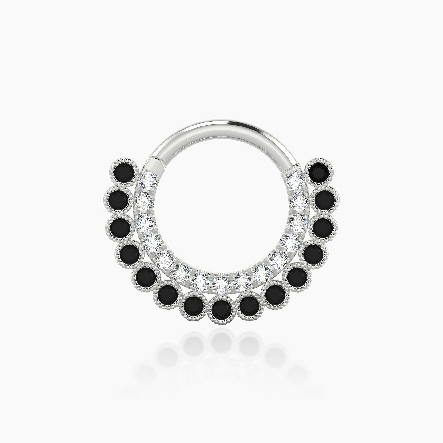 Cassandre | 18k White Gold 8 mm Black Diamond & Diamond Septum Piercing