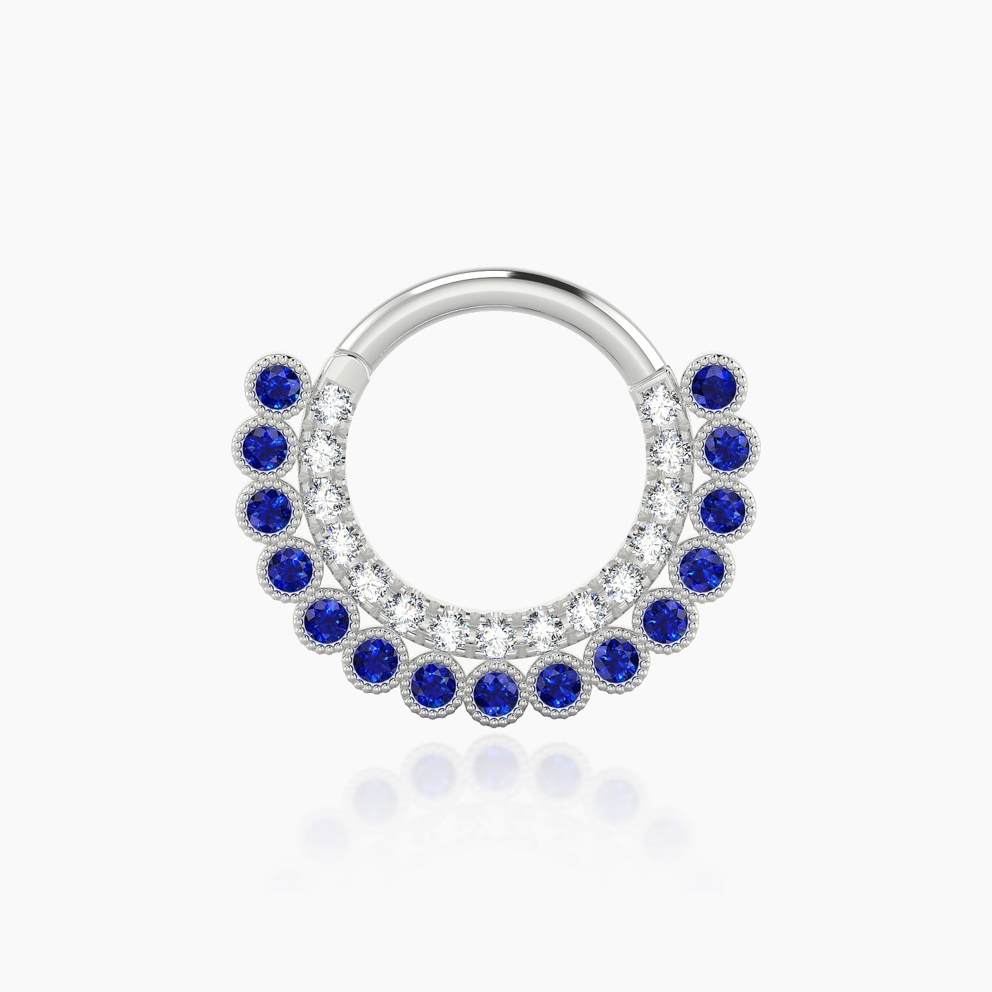 Cassandre | 18k White Gold 8 mm Sapphire & Diamond Septum Piercing