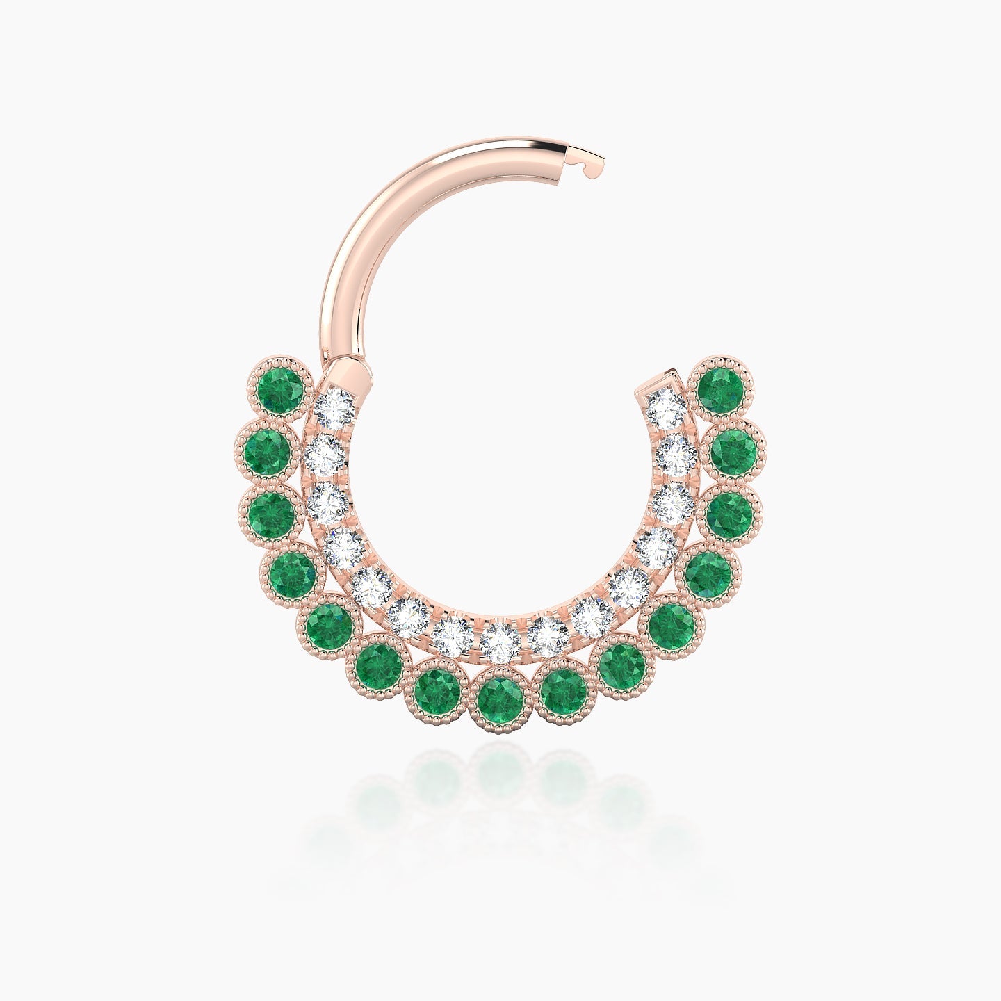 Cassandre | 18k Rose Gold 8 mm Emerald & Diamond Septum Piercing