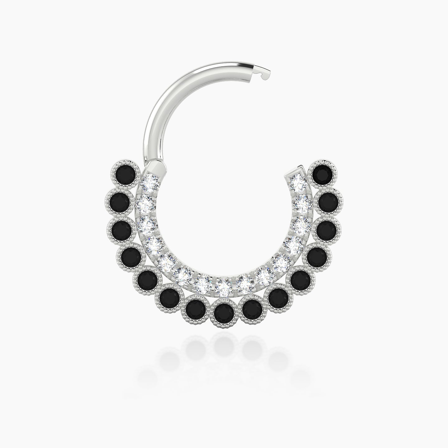 Cassandre | 18k White Gold 8 mm Black Diamond & Diamond Septum Piercing