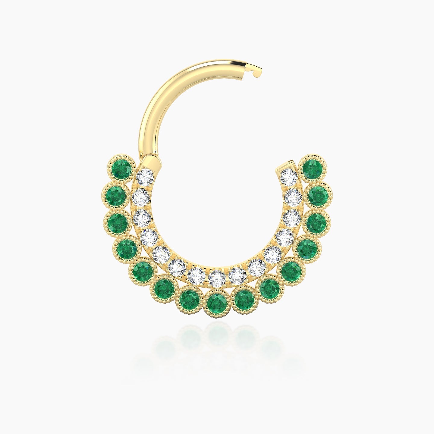 Cassandre | 18k Yellow Gold 8 mm Emerald & Diamond Septum Piercing