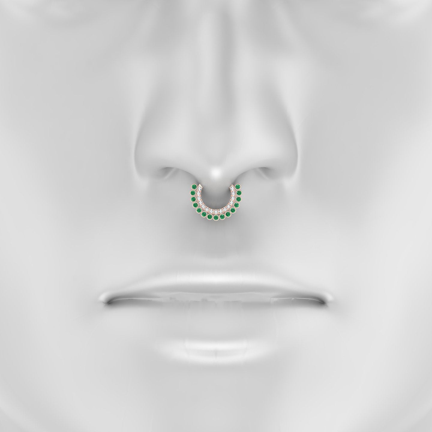 Cassandre | 18k Rose Gold 8 mm Emerald & Diamond Septum Piercing