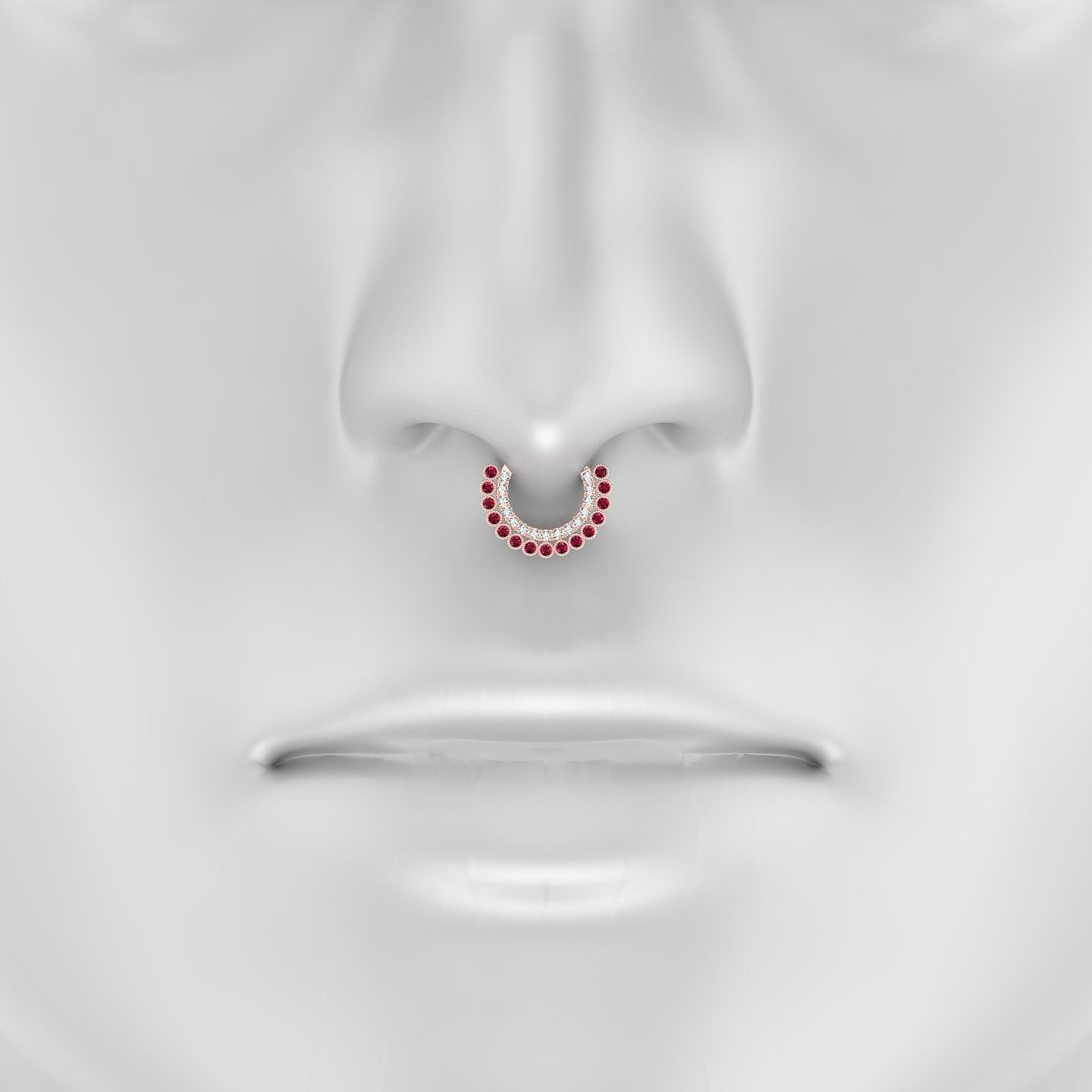 Cassandre | 18k Rose Gold 8 mm Ruby & Diamond Septum Piercing