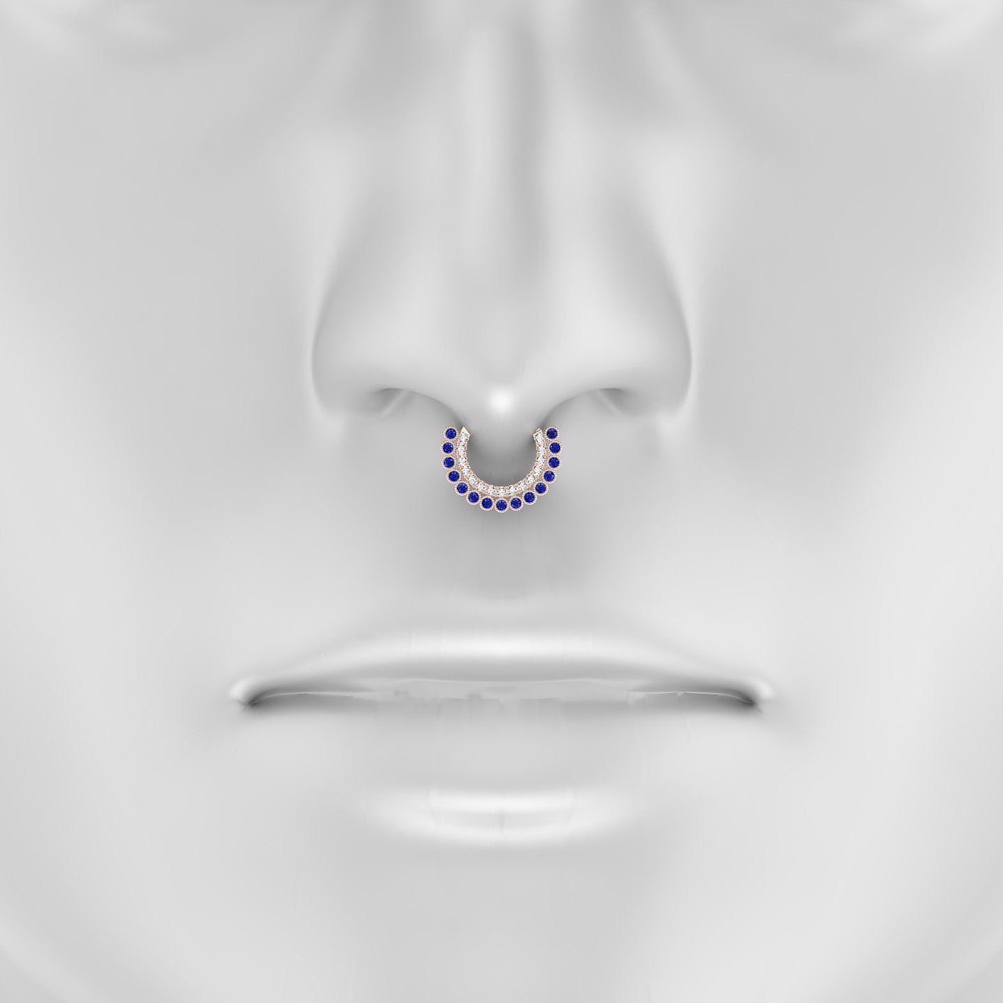 Cassandre | 18k Rose Gold 8 mm Sapphire & Diamond Septum Piercing