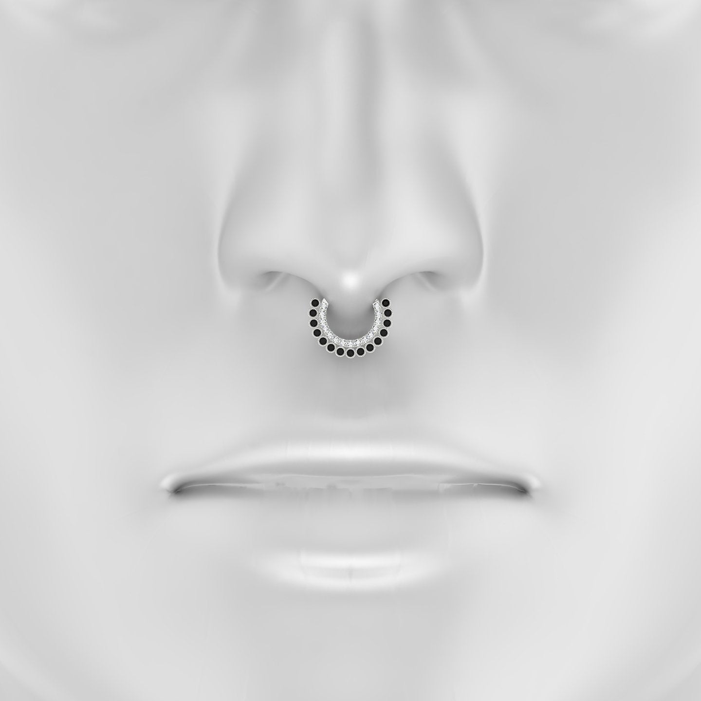 Cassandre | 18k White Gold 8 mm Black Diamond & Diamond Septum Piercing