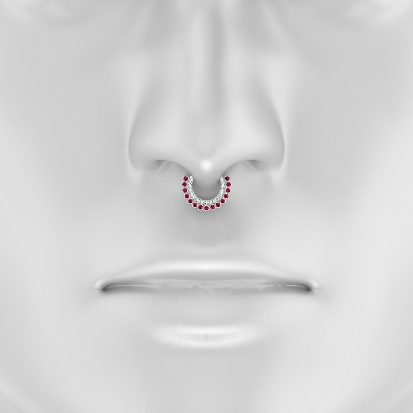 Cassandre | 18k White Gold 8 mm Ruby & Diamond Septum Piercing