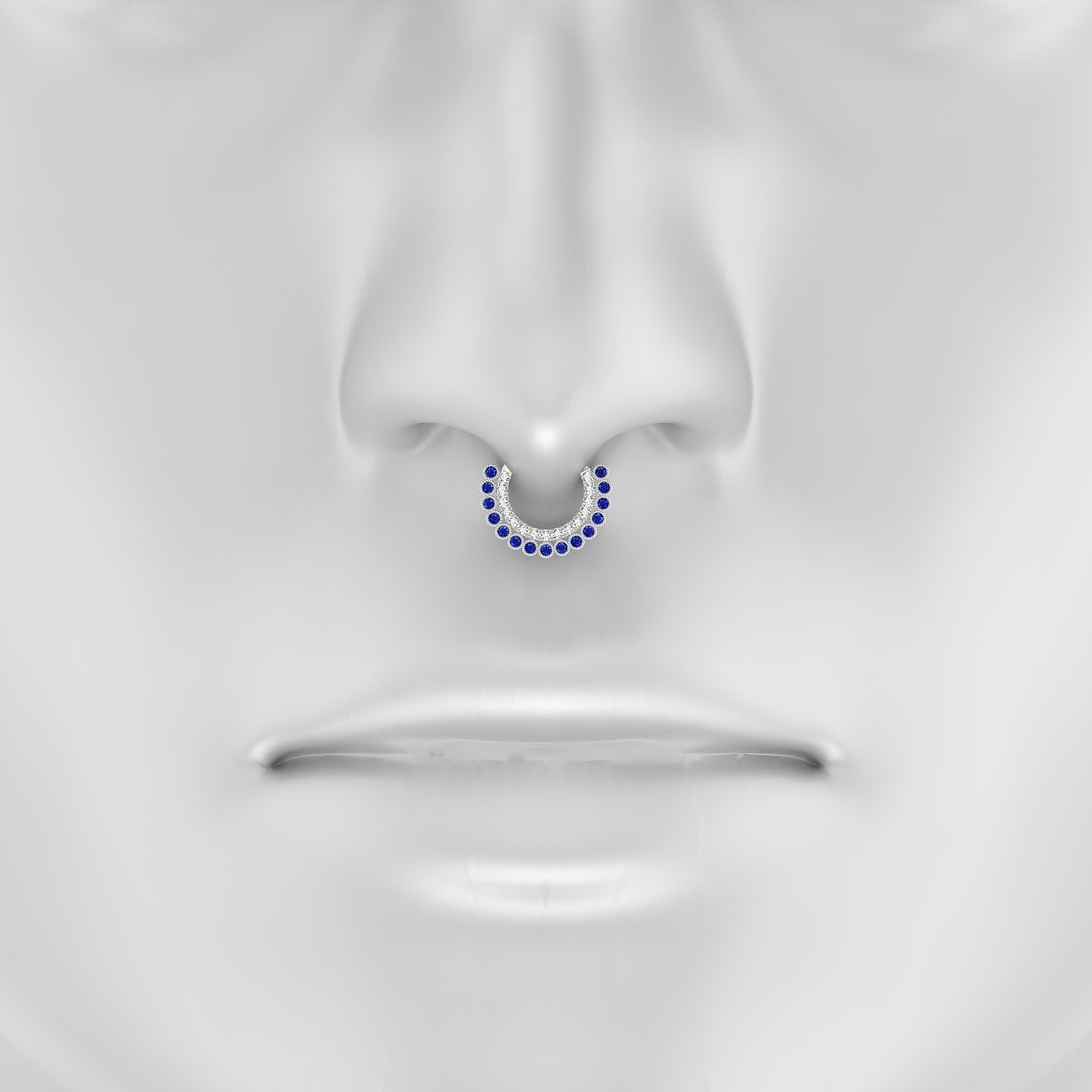 Cassandre | 18k White Gold 8 mm Sapphire & Diamond Septum Piercing