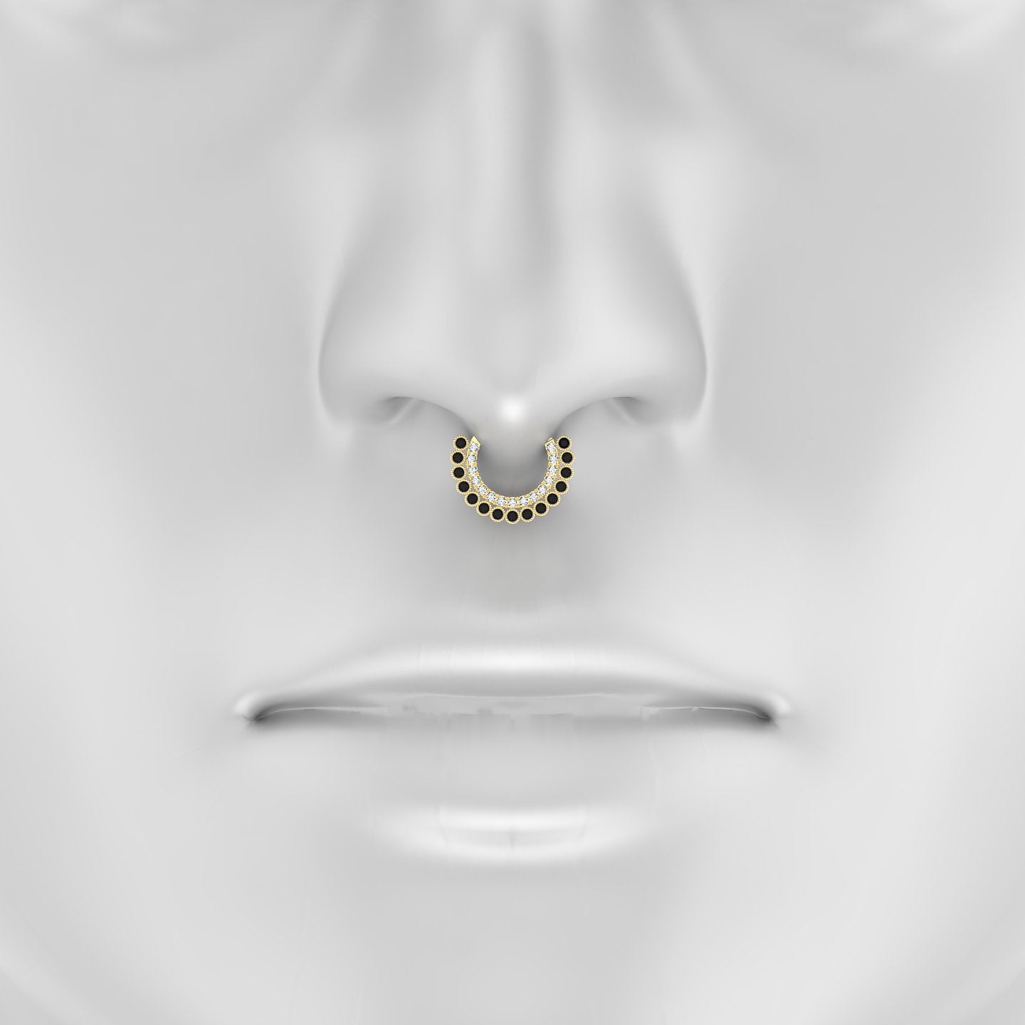 Cassandre | 18k Yellow Gold 8 mm Black Diamond & Diamond Septum Piercing