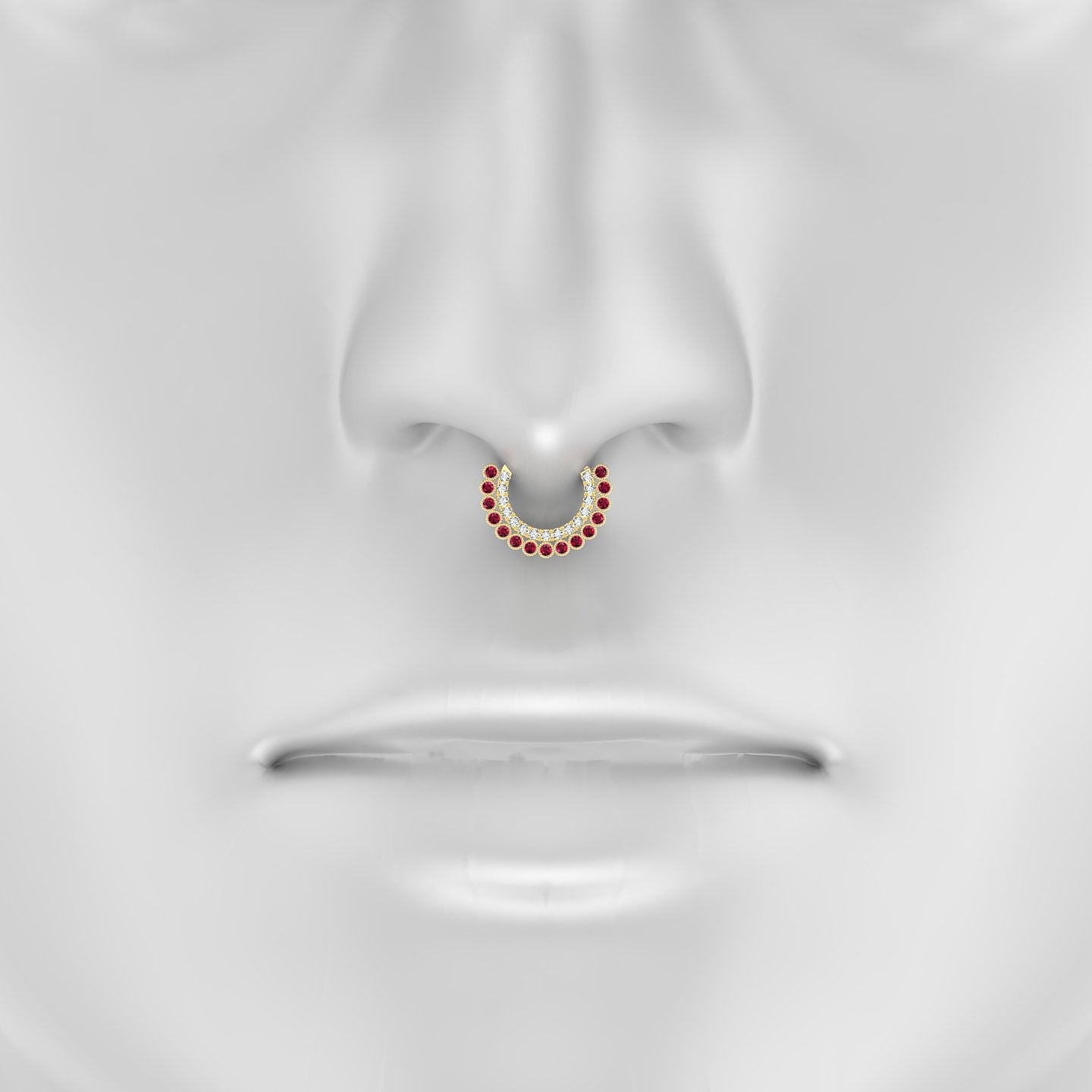 Cassandre | 18k Yellow Gold 8 mm Ruby & Diamond Septum Piercing