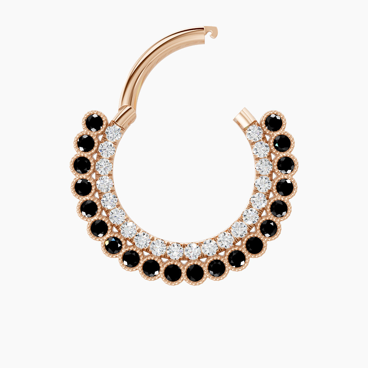 Cassandre | 18k Rose Gold 9.5 mm Black Diamond & Diamond Daith Piercing
