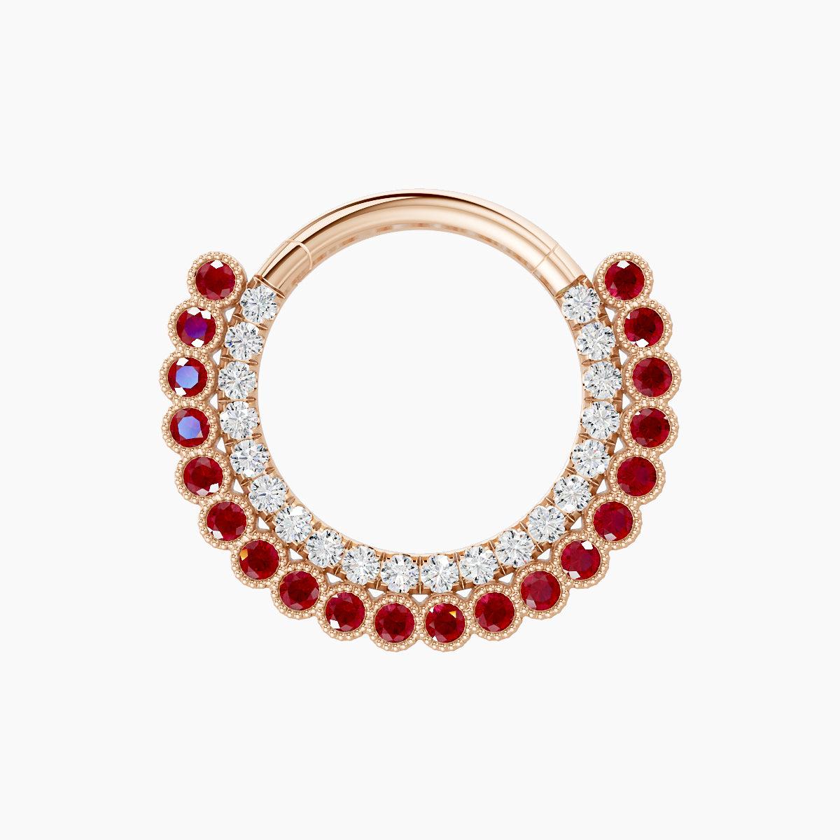 Cassandre | 18k Rose Gold 9.5 mm Ruby & Diamond Daith Piercing