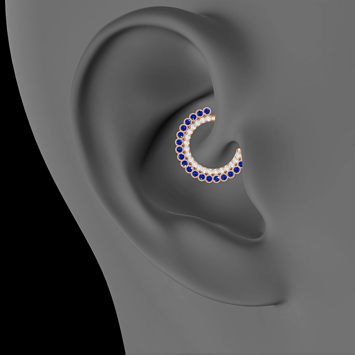 Cassandre | 18k Rose Gold 9.5 mm Sapphire & Diamond Daith Piercing
