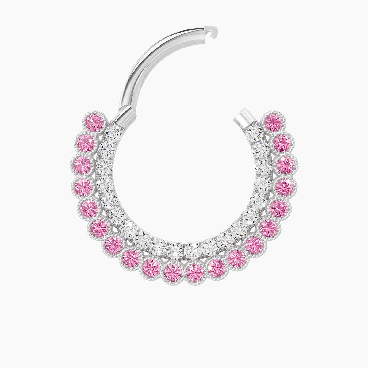 Cassandre | 18k White Gold 9.5 mm Pink Sapphire & Diamond Daith Piercing