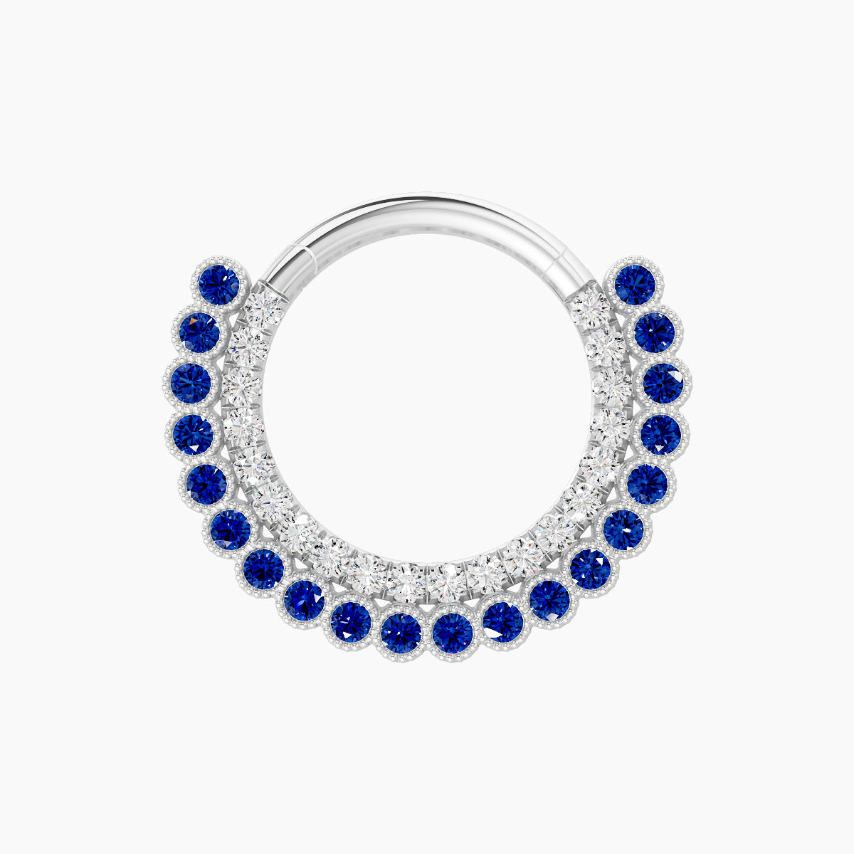 Cassandre | 18k White Gold 9.5 mm Sapphire & Diamond Daith Piercing