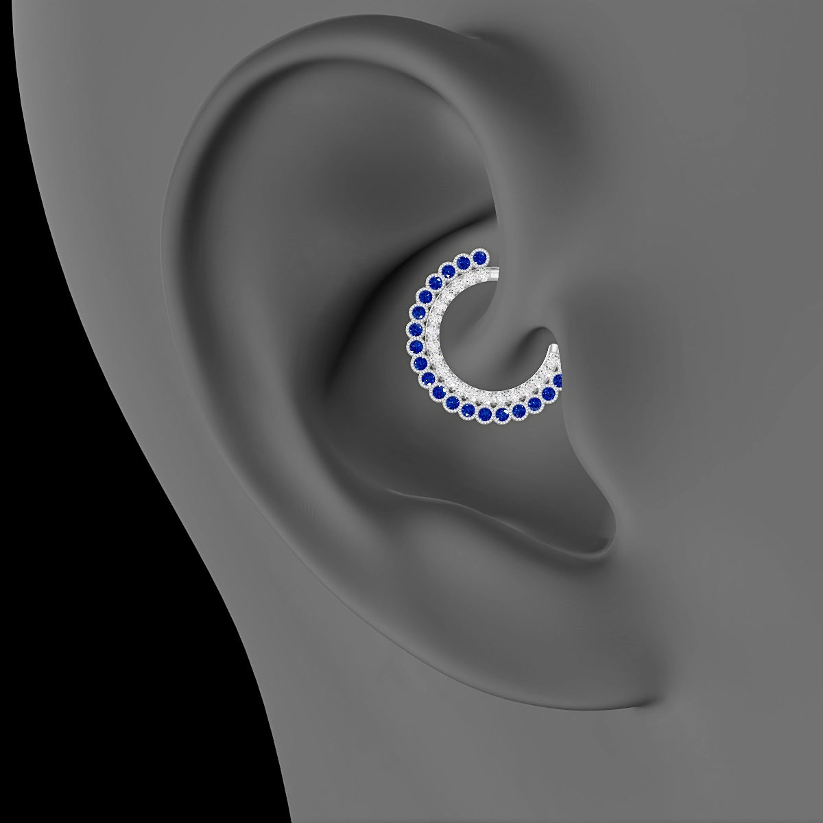 Cassandre | 18k White Gold 9.5 mm Sapphire & Diamond Daith Piercing