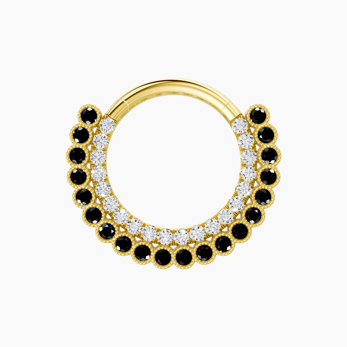 Cassandre | 18k Yellow Gold 9.5 mm Black Diamond & Diamond Daith Piercing