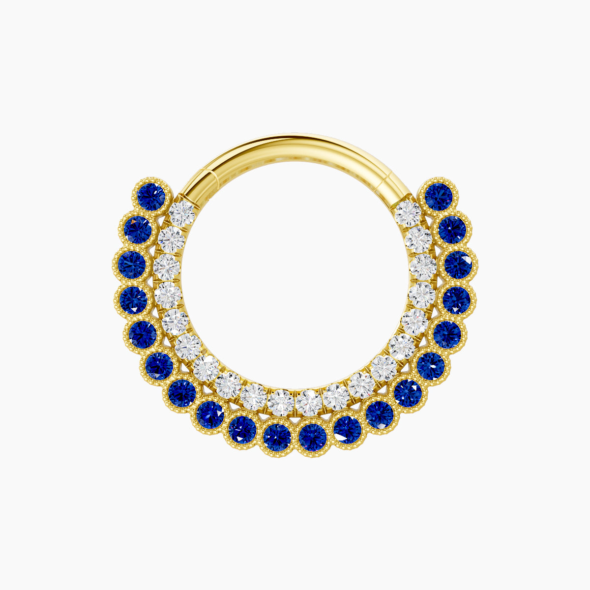 Cassandre | 18k Yellow Gold 9.5 mm Sapphire & Diamond Daith Piercing