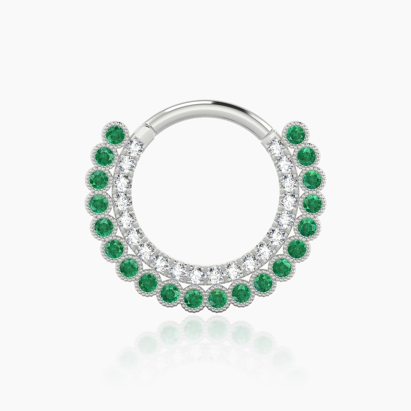 Cassandre | 18k White Gold 9.5 mm Emerald & Diamond Daith Piercing