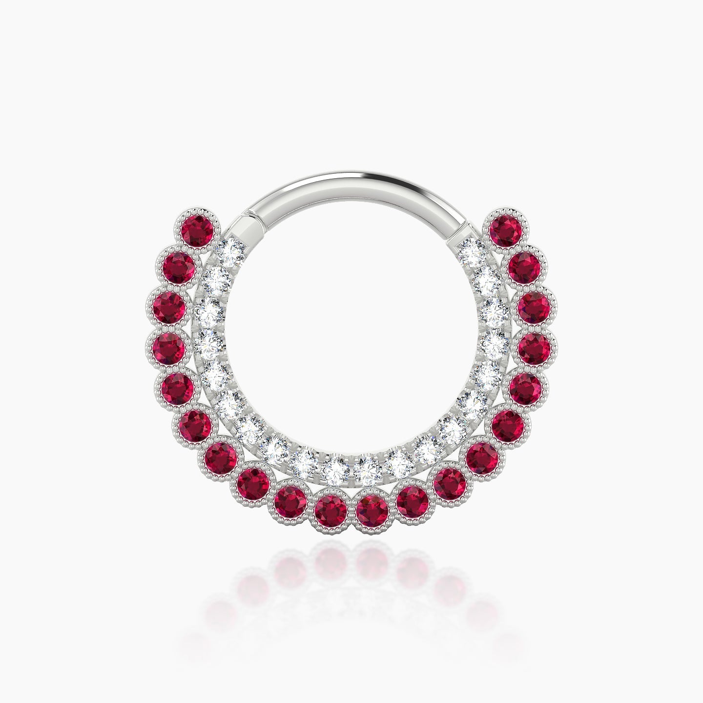 Cassandre | 18k White Gold 9.5 mm Ruby & Diamond Daith Piercing