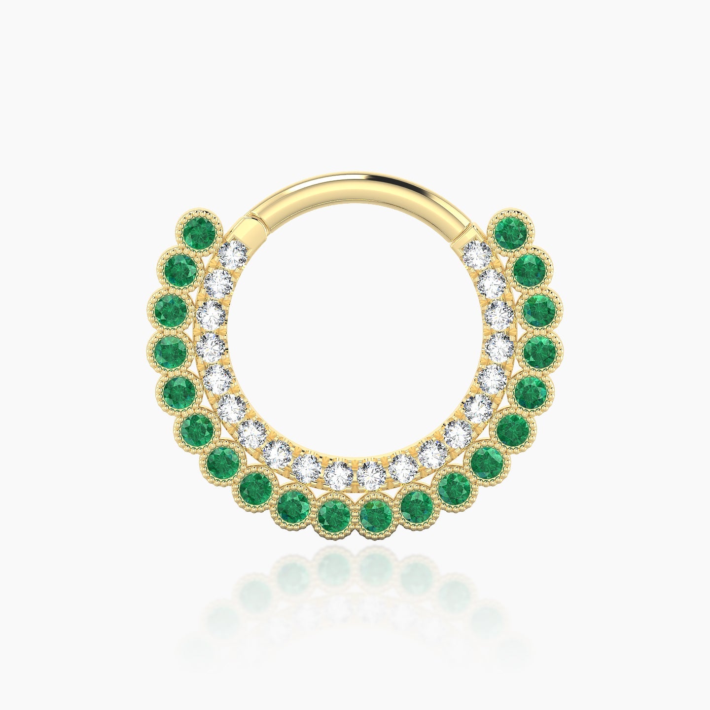 Cassandre | 18k Yellow Gold 9.5 mm Emerald & Diamond Daith Piercing