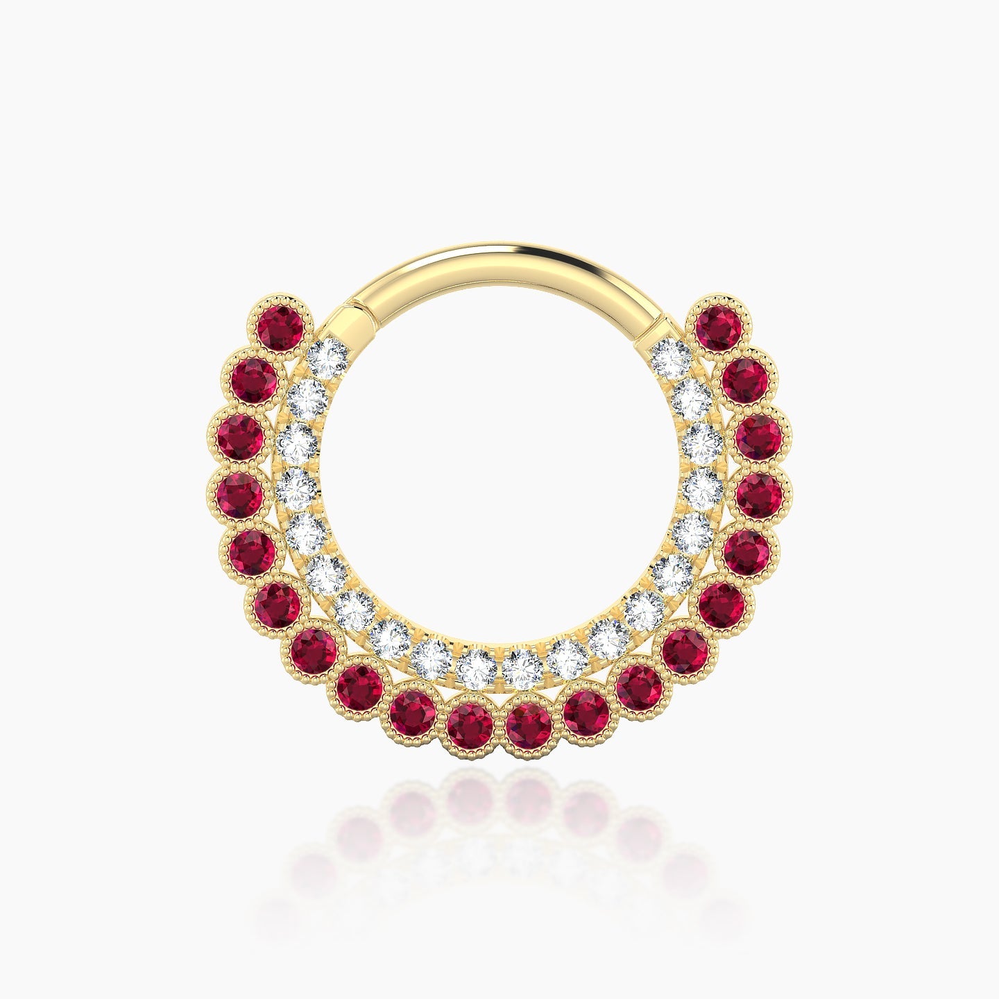 Cassandre | 18k Yellow Gold 9.5 mm Ruby & Diamond Daith Piercing