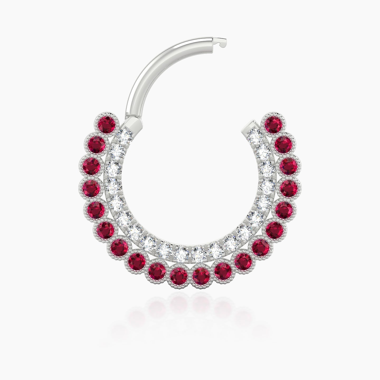 Cassandre | 18k White Gold 9.5 mm Ruby & Diamond Daith Piercing