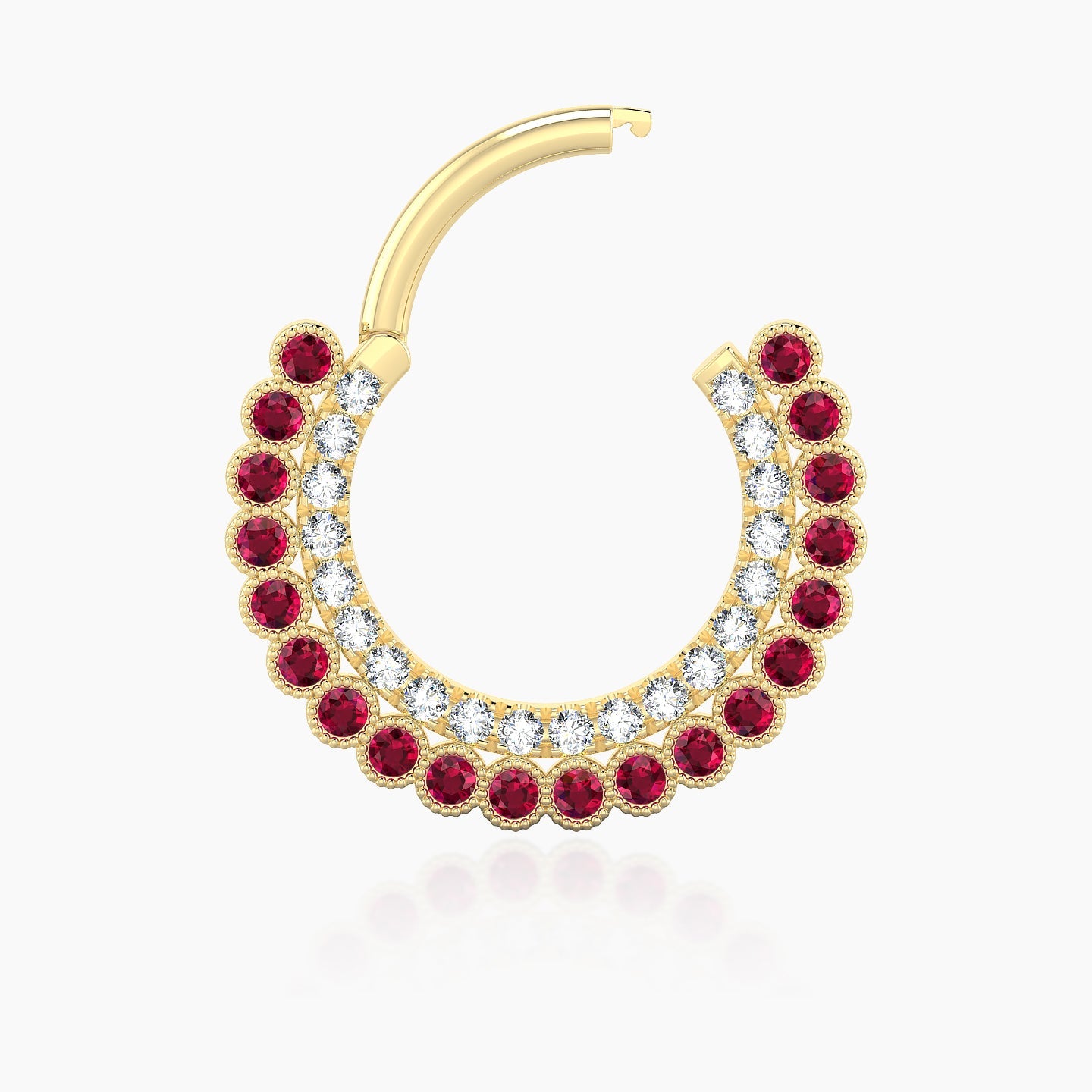 Cassandre | 18k Yellow Gold 9.5 mm Ruby & Diamond Daith Piercing