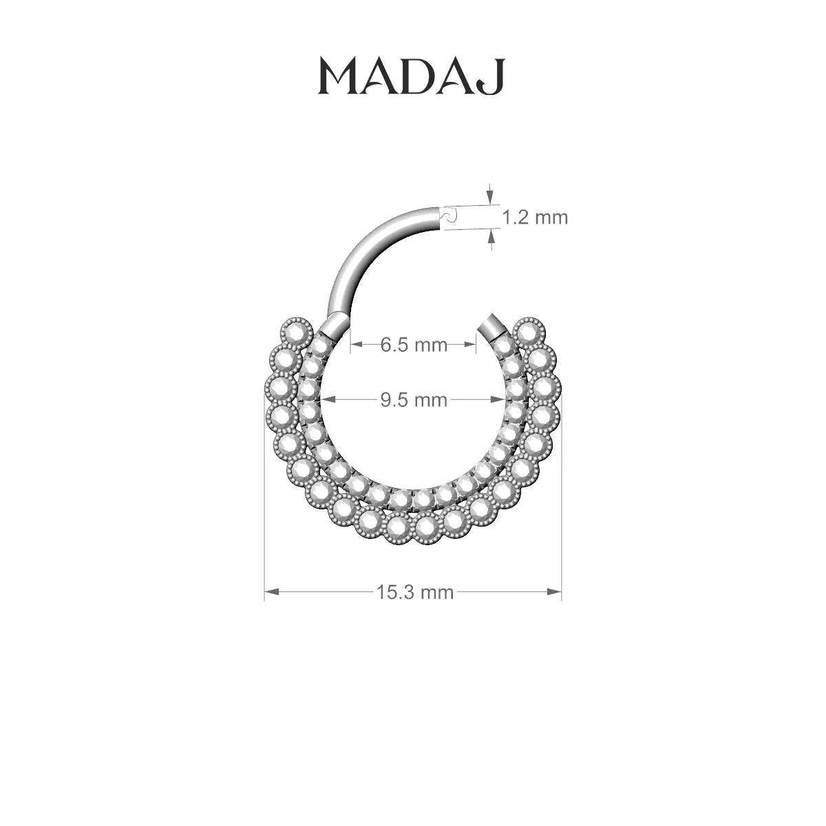 Cassandre | 18k White Gold 9.5 mm Diamond Daith Piercing