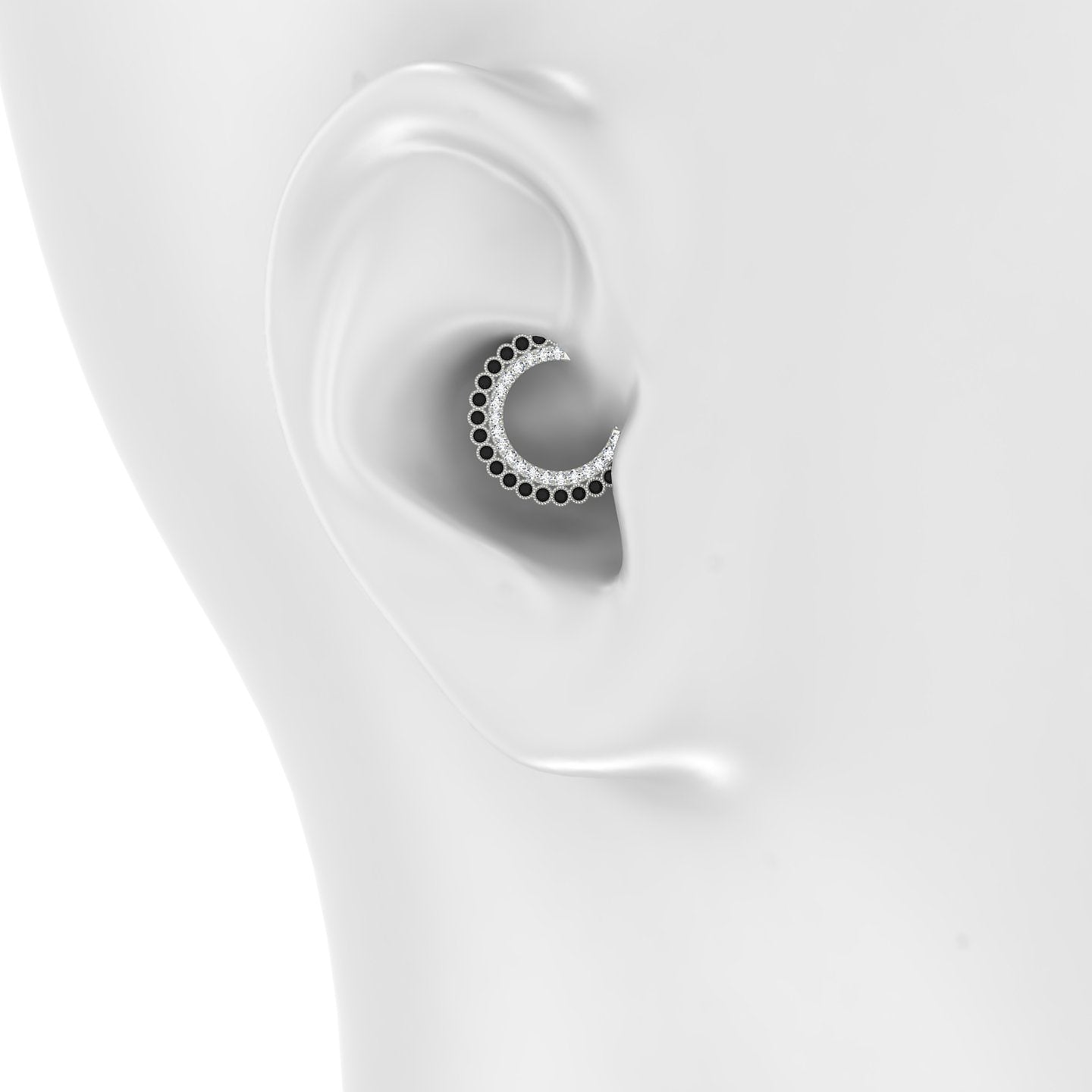 Cassandre | 18k White Gold 9.5 mm Black Diamond & Diamond Daith Piercing