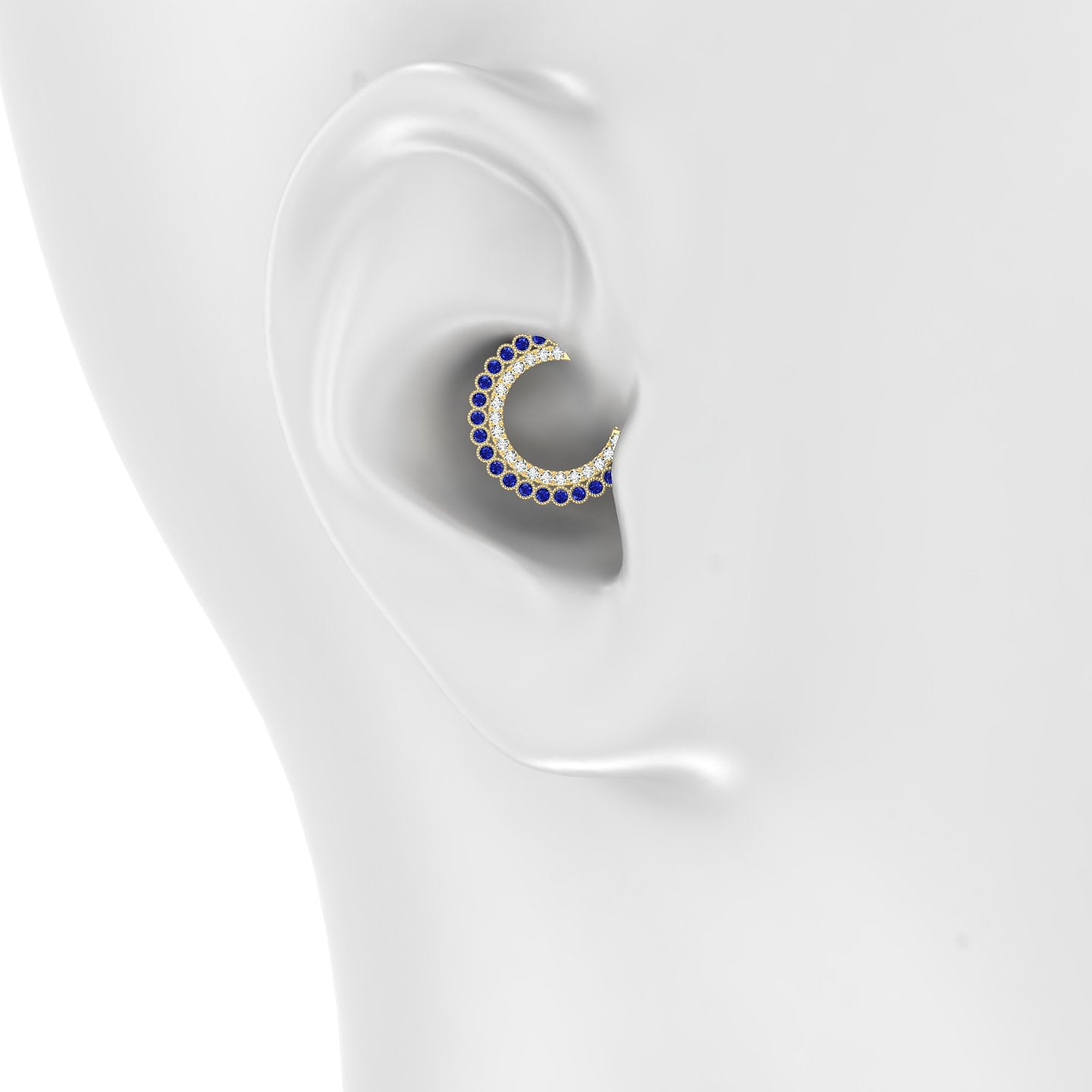 Cassandre | 18k Yellow Gold 9.5 mm Sapphire & Diamond Daith Piercing