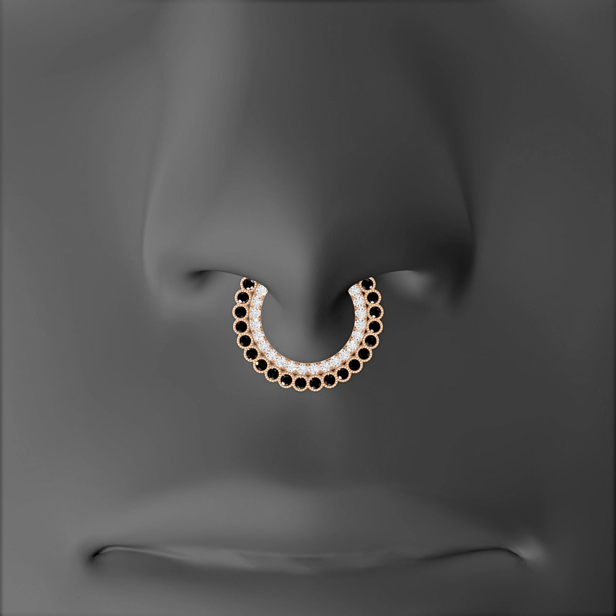 Cassandre | 18k Rose Gold 9.5 mm Black Diamond & Diamond Septum Piercing