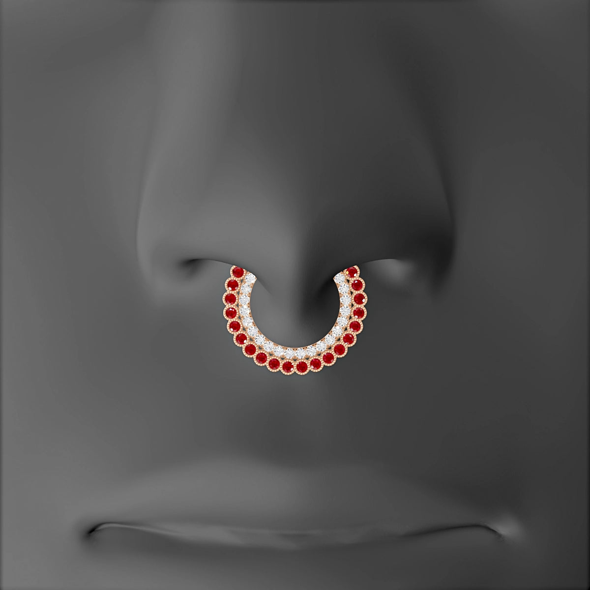 Cassandre | 18k Rose Gold 9.5 mm Ruby & Diamond Septum Piercing