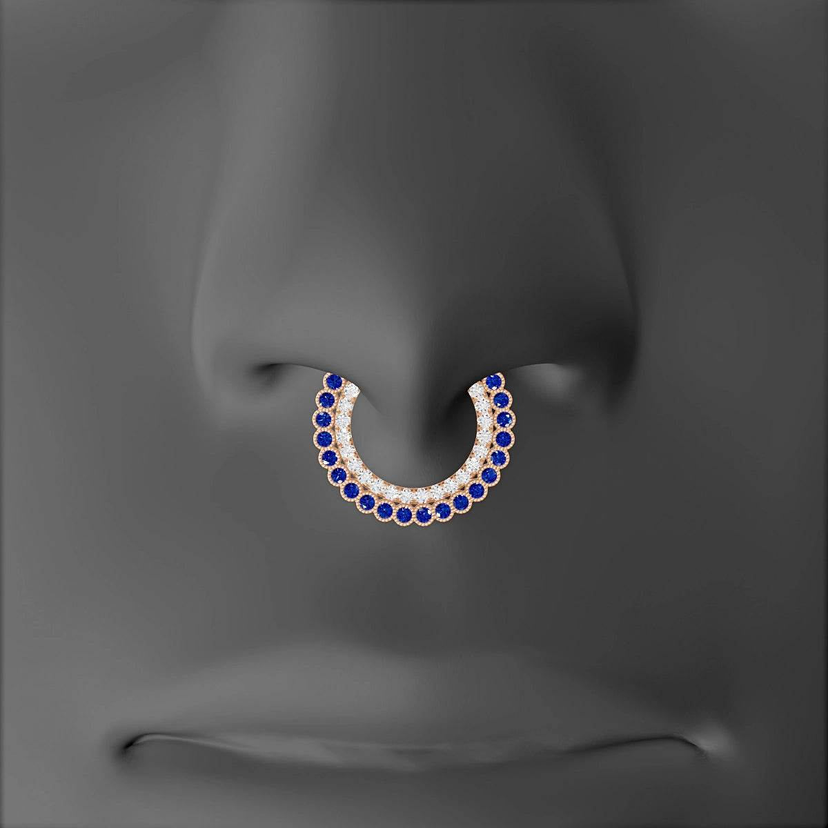 Cassandre | 18k Rose Gold 9.5 mm Sapphire & Diamond Septum Piercing
