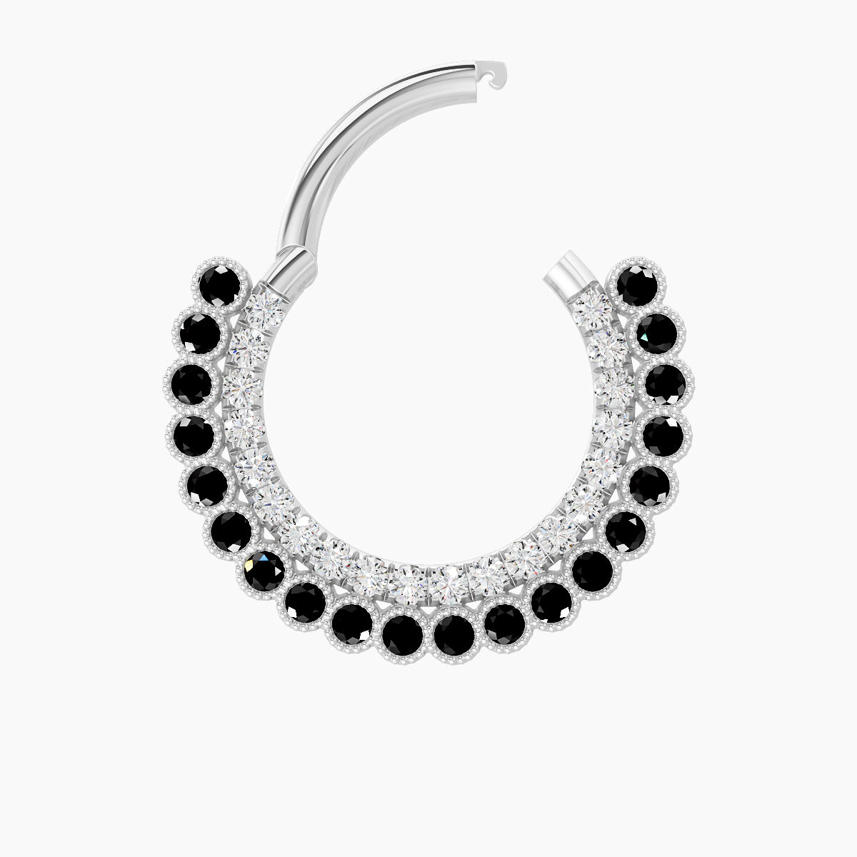 Cassandre | 18k White Gold 9.5 mm Black Diamond & Diamond Septum Piercing